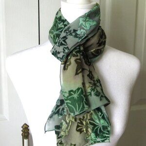 Jenna Ware Jennifer Jacobson NY 100% Silk Ivy Green Scarf Ombre Soft Shimmer